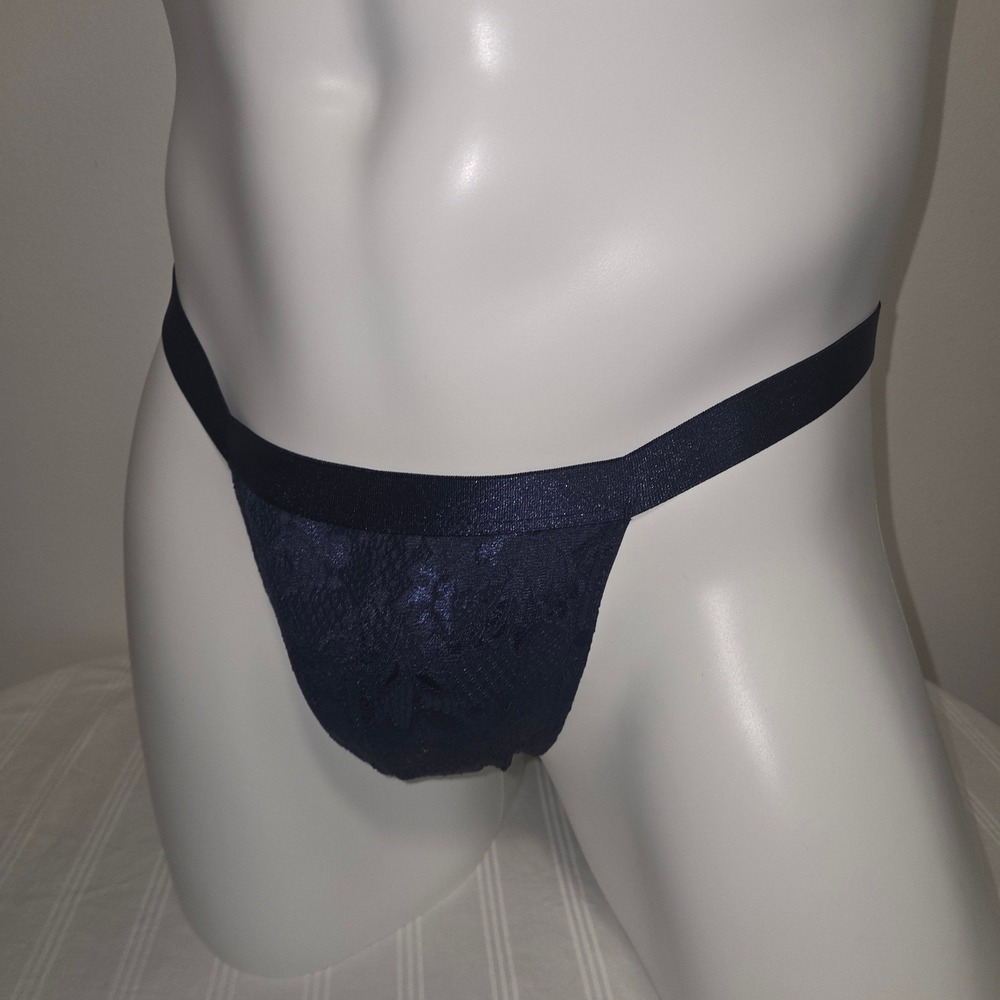 Cosabella luxurious Mens Never Say Never Floral Lace G-String Navy Underwear